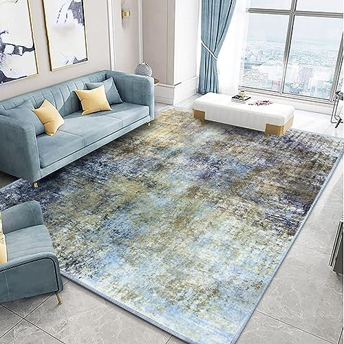 Rururug Teppich Wohnzimmer 200 x 300 cm Kurzflor Teppich Waschbar rutschfest Modern Abstrakt Design FüR Schlafzimmer Esszimmer Kinderzimmer - Blau, Gebrochenes Weiß, Sepia