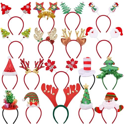 BQTQ 18 Pièces Serre-Têtes et Bandeaux de Noël pour Fête Christmas Headband