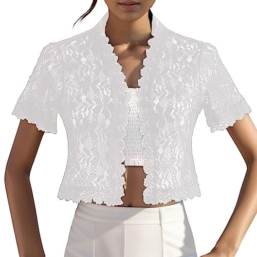 Kobilee Coprispalle Estivo Donna Leggero Aperto Bolero Argento Cipria Spolverino Cerimonia Manica Corta Cardigan Trasparente Giacca Estiva Coprispalle Sposa Elegante