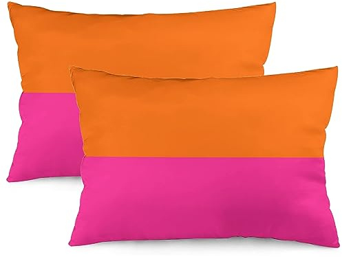 Ochori Set mit 2 abstrakten Retro 70er Jahre Hot Pink Orange Kissenbezüge, 30,5 x 50,8 cm, ästhetisch, für Wohnzimmer, gemütlich, Heimdekoration, modisches, funktionales Kissen für Bett, Couch, Sofa