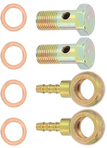 MACHSWON 2 Sets 12 mm Auto Banjo Schlauch Barb Bolzen Armaturen Unterlegscheibe für Motorrad Auto Bronze Ton Metall