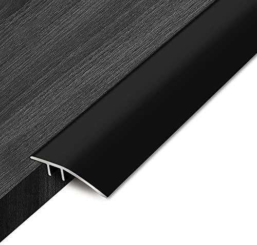Self Adhesive Floor Transition Strip,Aluminum Floor Divider Strip Threshold Reducer,Front Door Carpet Trim Bar(Color:Black,Size:115cm/45.3inch)