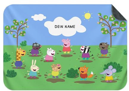 PICANOVA – Peppa Wutz Kuscheldecke mit Name – Personalisierte Fleece Kuscheldecke für Kinder – Premiumqualität Fleecedecke Kinder – Mud Puddle – 150x100cm