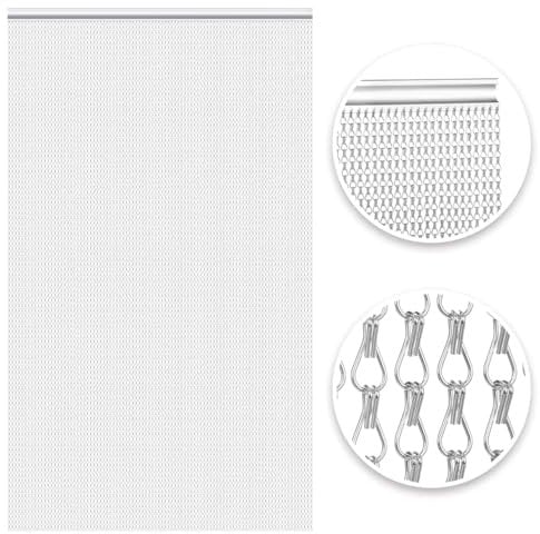 VerRich Mosquitera de aluminio con cadena plateada para puertas de 70 x 200 cm