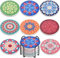 Newk Lot de 8 dessous de verre absorbants en céramique avec support en métal, motifs mandala colorés pour table basse, excellent cadeau de pendaison de crémaillère