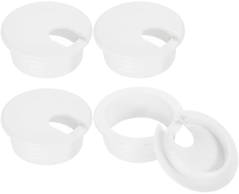 QUARKZMAN Cache-Trou de Câble Passe Cable Bureau, Lot de 4 Cache-Trous de Câble en Abs de 38 mm/1-1/2 Pouce pour Bureau, Organiseur de Câbles pour Ordinateur de Bureau, Blanc