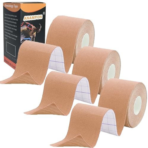 ANAMPION Kinesiotapes (3 Rollen,5cm*5m) Kinesiologie Tape Wasserfestes Kinesio Tape und Sporttape für Sport für Muskeln Schienbeinschienen Knöchel Knie Schulter(Hautfarbe)