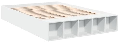 vidaXL Bettgestell, Bett mit Stauraum für Schlafzimmer, Bettrahmen mit Lattenrost, Schlafzimmerbett Doppelbett, Weiß 150x200cm Holzwerkstoff