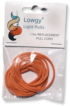 1.5m Replacement Light Pull Cord - 2mm Coloured Cord for Bathroom Light Switches (Orange)