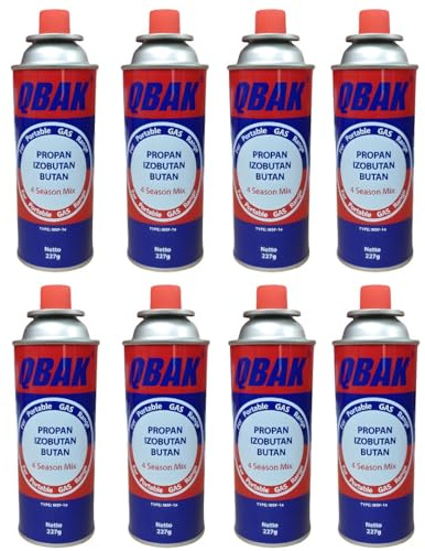 UBOON Pack de Cartuchos de Gas Butano 227g para Hornillos y Quemadores - 100% Butano, Compatibles con Cocinas Portátiles, Sopletes y Más - Cartucho Desechable con Válvula de Seguridad (8 BOMBONAS)