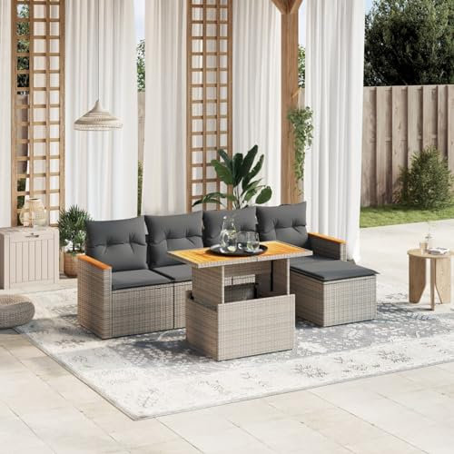 Amorsee Balkon Lounge Verstellbare Tischplatte Loungemöbel Balkon Sofa Rattan Gartensofa Gartenlounge Klein Ecklounge Lounge Möbel Outdoor Gartenmöbel Ecksofa Balkonmöbel Balkonsofa L Form