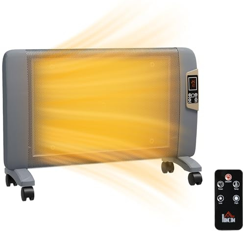 HOMCOM Mica Electric Space Heater with 2 Heat Settings 1000W/2000W Grey