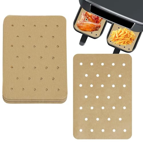 Papel para hornear Air Fryer – Juego de 120 hojas de papel sulfurizado perforado antiadherente para freidora de aire, compatible con freidora de aire doble Ninja Foodi Forros para freidora de aire