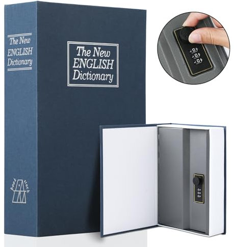 Caja fuerte - Caja fuerte Camufladas Caja fuerte Pequeña libro con cerradura de contraseña y oculta para el hogar Caja fuerte Niños ideal para guardar llaves dinero documentos y joyas (azul)