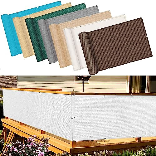 Brise-vue d'extérieur extensible pour terrasse en matériau opaque pour une protection maximale, avec corde et œillets, idéal pour l'intimité et la décoration de jardin, 129,5 x 699,4 cm