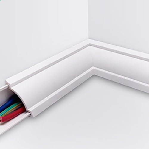 RENLXFI Quarter Round Cable Raceway White, Floor Cord Cover Heavy Duty Cable Protector/Wire Channel for Warehouse Workshop, Cable Concealer for Wall Mounted Tv(8 pack)