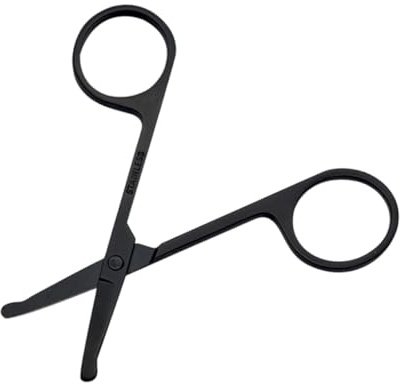 Nasenhaarschere aus Edelstahl mit Rundspitze, Schwarz | 1 Stück, Präzise Klingen für Sicheres Kürzen, Einfache Praktische Ausführung