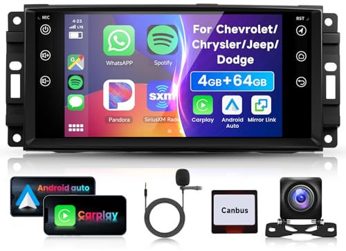 4G 64G VECHTEL 7Autoradio Bluetooth per Jeep Compass Patriot Chrysler Sebring Dodge Carplay Android Auto,DSP EQ,Wifi GPS Navi,RDS/FM Radio 2 din con Retrocamera AHD