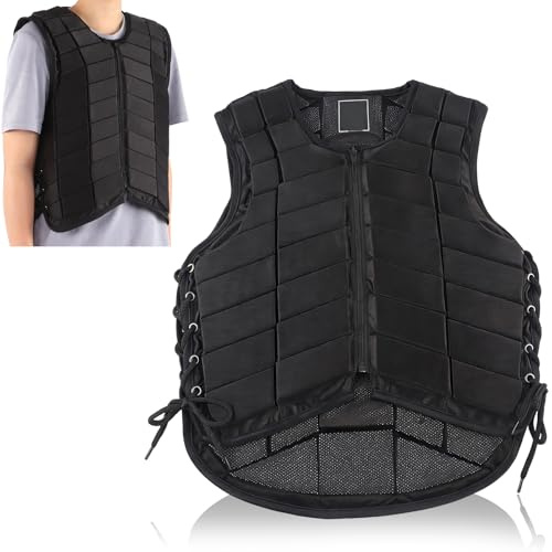 equlup Gilet équestre, Professionnel de Protection de la sécurité rembourré Zipper Protector Gear Gilet Confortable réglable Respirant Body Wearing Tissu pour Adultes équitation (M)