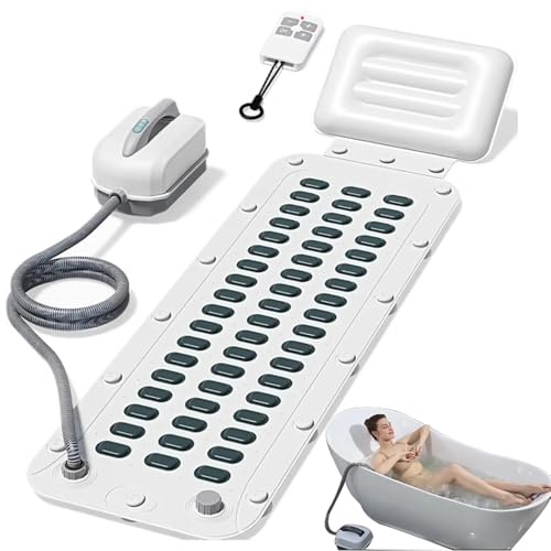 Tappeto Bolle Idromassaggio per Vasca Bagno on Telecomando 6 Livelli Intensità per Lo Stress, Allevia Il Dolore, Migliora Il Sonno Rilassamento Domestico, Ventose Antiscivolo (114x43cm)