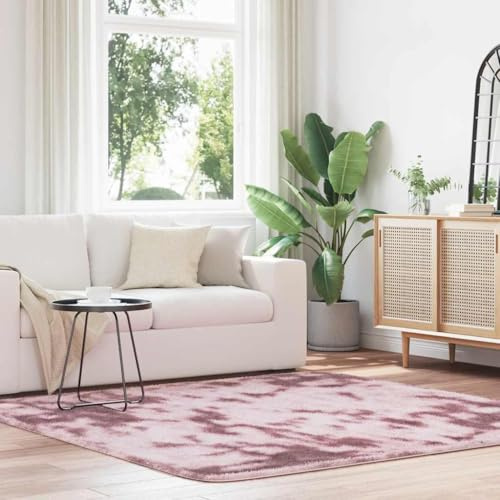 QJBSAVVA NAVARRA Shaggy Teppich Altrosa 200x200 cm Hochflor 3,5 cm aus 100% Polyester, rutschfest und platzsparend rollbar für Wohnzimmer, Schlafzimmer, Balkon und Terrasse