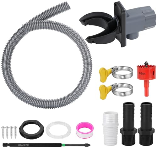 Regenwassersammler 70-110mm Universal, Regensammler mit 18-teiligem Regentonne Zubehör, inkl. Locher und 1m Schlauch, Regendieb für Regentonnen, Wassertanks und wasserdieb, für Dächer bis 80 m²