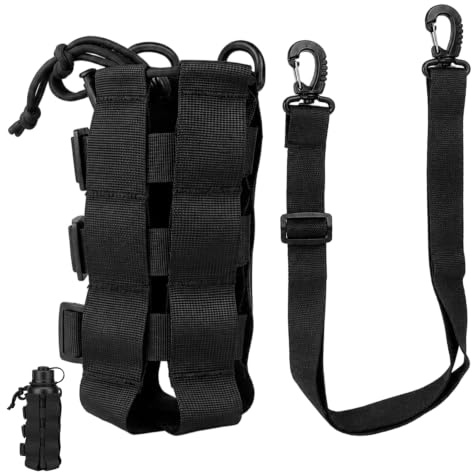 JazRvr Lot de 2 porte-bouteilles Molle pour sac à dos et extérieur, solution de stockage d'eau pour randonnée, militaire et urgence, sac porte-bouteille avec sangle réglable