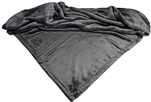 Schecker Bestickte Mikrofaserdecke Premium Hundedecke mit Hundenamen - Viele Farben - Viele Motive - bei 60 Grad Waschbar (Anthrazit, Ohne Bestickung ohne Motiv)