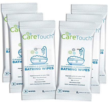 Care Touch Body Wet Wipes with Cleansing & Deodorizing Solution - Shower Wipes for Adults - Great for Gym, Camping, Travel and Bathing (48 Wipes Total)