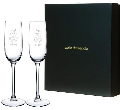 Calledelregalo Copas de Cava de cristal Personalizadas para Parejas, con el grabado láser