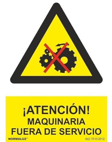 Normaluz RD31067 - Señal ¡Atención! Maquinaria Fuera De Servicio PVC Glasspack 0,7 mm 30x40 cm con CTE, RIPCI