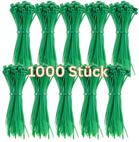 Gocableties Kabelbinder 1000 Stück Grün, 100 mm x 2,5 mm mit 8,1 kg Zugfestigkeit, kleine Größe, dünn, UV Beständig Set
