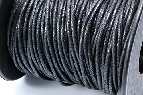INWARIA – Reißfeste Baumwollkordel gewachst, 5m | Armbänder zum selber Machen, Perlenschnur zur Schmuckherstellung, DIY Band für Armbänder | BK-43 | Große Farbauswahl | Variante: Ø 1mm, schwarz