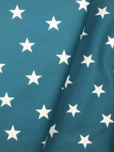 Baumwollstoff Dekostoff Sterne 3cm, Breite 150cm 8 Farben (Petrol, 100cm)