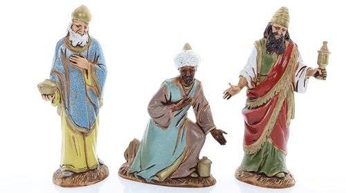 Moranduzzo Trío Reyes Magos para Belén de 10 Cm Escala 1:20 – Standard 10 – Figuras Irrompibles, Estilo Árabe, Pintadas a Mano, Escultor M. Landi
