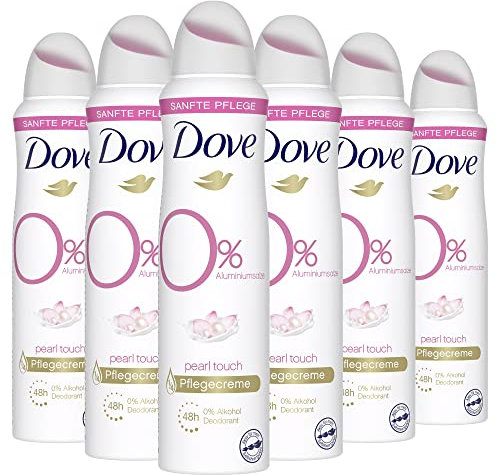 Dove Deospray Pearl Touch ohne Aluminium schützt vor unangenehmem Körpergeruch – im 6 x 150 ml Multipack