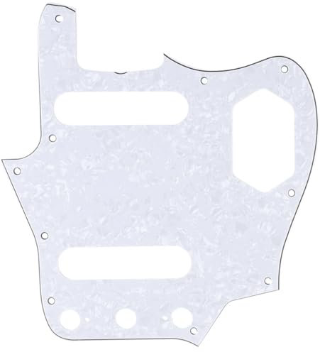 Musiclily Pro 10 Löcher 65 60s Vintage Style Pickguard Gitarren Schlagbrett für Fender American Jaguar,4 lagig White Pearl
