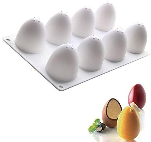 DUBENS Silikon-Formen 3D für acht Ostereier, Mousse-Form, Geräte für die Kuchenverzierung, Backwaren, Form für französisches Desserts, Kuchenform, für das Cupcake Backen