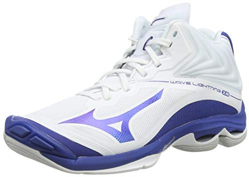 Mizuno V1GA20052114 Unisex-Erwachsene Volleyballschuhe, Weiß (Wht/10249c/Trueblue 21), 50 EU