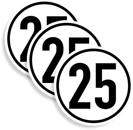 3 Stück – Aufkleber Geschwindigkeits-Schild „25 km/h“ Folie selbstklebend gemäß StVZO § 58 | Ø5-30cm Made in Germany, Größen Name: Ø10 cm