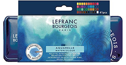 Lefranc Bourgeois Aquarelle Fine Boite Metal De 40 Demi Godets, Ensemble de 41 pièces