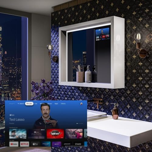 Artforma Badspiegel mit LED Beleuchtung 100x70 cm mit Ablage und Rahmen | Bad Licht Spiegel Individuell Nach Maß | Badezimmerspiegel, Wandspiegel