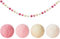Filzkugel Girlande, Filz Pom Poms Girlanden Bunte Filz Kugel Girlanden 24 Bälle Wolle Filz Ball Girlande für Wand Party Dekor Christbaum Schmuck, Rosa-Weiß