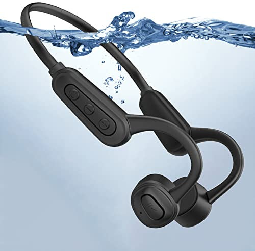 ESSONIO wasserdichte Kopfhörer Schwimmen Knochenschall Kopfhörer Sportkopfhörer Bluetooth Offenes Design Noise-Cancelling 12 Hours Music Time IPX8 Waterproof zum Tauchen Sowie Radfahren (Schwarz)…