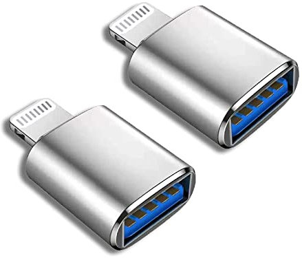 Lot de 2 adaptateurs Lightning mâle vers USB femelle certifiés Apple MFi, convertisseur de synchronisation de données OTG portable pour iPhone 13/12/11/XR/X/XS/8/7/lecteur de carte/clé