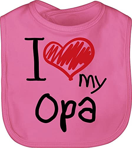Baby Lätzchen - Geschenk zum Vatertag - I love my Opa I - Unisize - Pink - papatagsgeschenk opas laetzchen vatertagsgeschenk grandpa latz väter bester männertagsgeschenke papa papas papatag