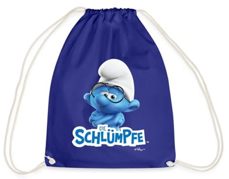 Spreadshirt Die Schlümpfe Schlaubi Schlumpf Logo Turnbeutel, One size, Königsblau