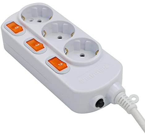 EVOELEC Steckdose Sinzeln Schaltbar Steckdosenleiste mit Überstromschutz 16A 250V (3M, 3 Fach)