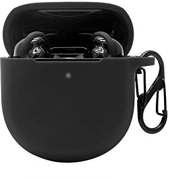QINOUK Case for Bose QuietComfort Earbuds II, [Shockproof] Premium Soft Silicone Full-Body Protection Case with Carabiner, for Bose QuietComfort Earbuds II [Anti-fingerprint]-Black