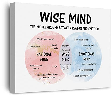 Wise Mind Leinwand-Poster, Malerei, Wandkunst, Bewältigungsfähigkeiten, Kunstwerk, gerahmt, fertig zum Aufhängen, für Therapeuten, Büro, Klassenzimmer, Dekoration, 30,5 x 38,1 cm